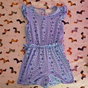 Discovery Kids Striped Floral Lavender Romper